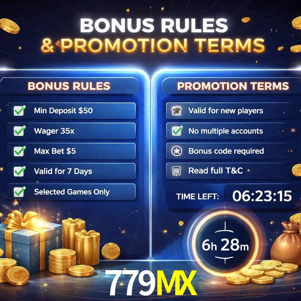Reglas de promoción 779MX y condiciones de bonos explicadas visualmente
